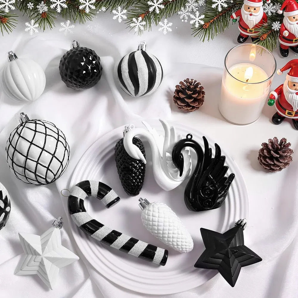 128pcs Christmas Ornament Balls Set - Shatterproof Baubles & Tree Topper
