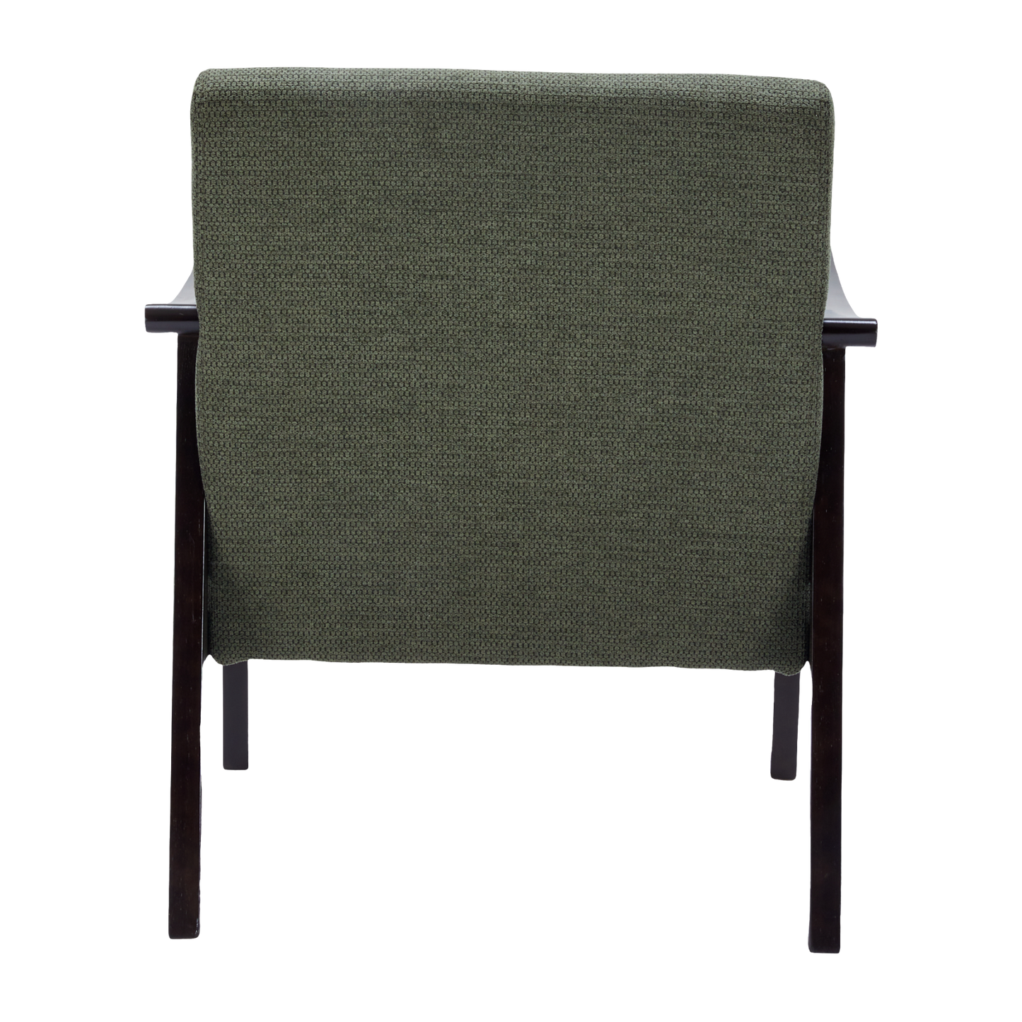 Antique Green High Back Armchair - Solid Wood Legs