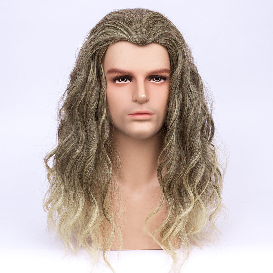 Halloween Cosplay Wig and Beard Set - Medium Length
