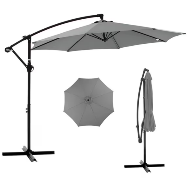 10ft Outdoor Patio Umbrella with Aluminum Stand UV Protection for Garden & Pool Gray