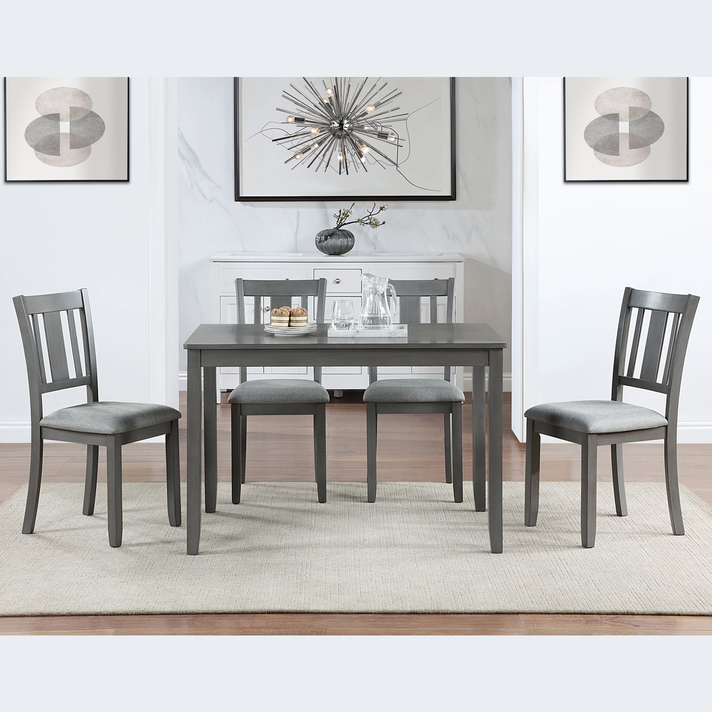Acacia Wood Rectangular Dining Table - Gray, Seats 4