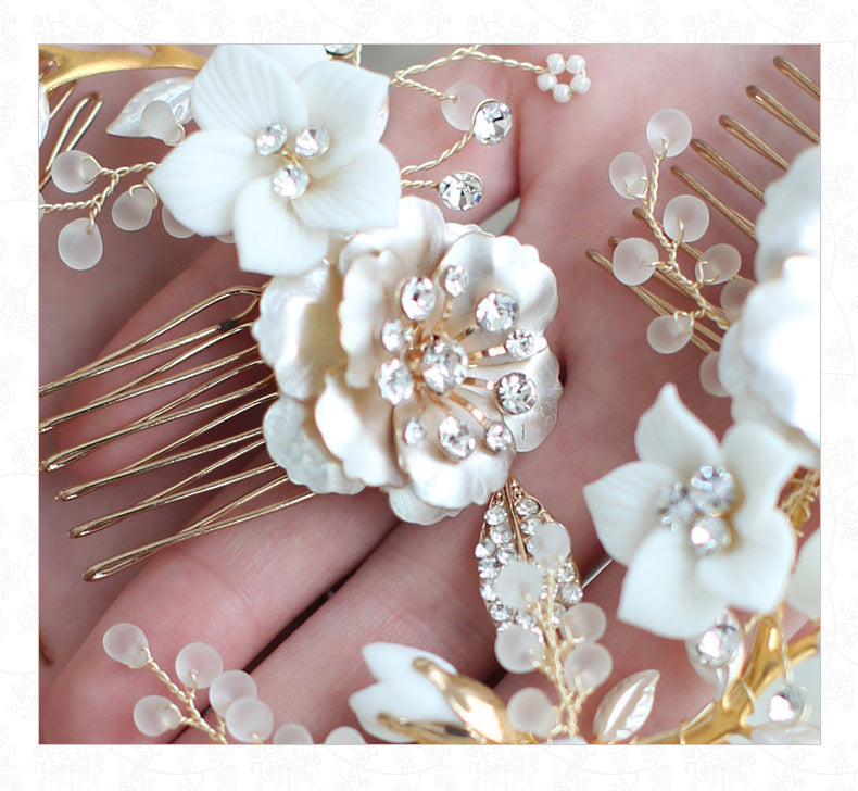 Handmade Ceramic Flower Hair Comb - Multiple Sizes