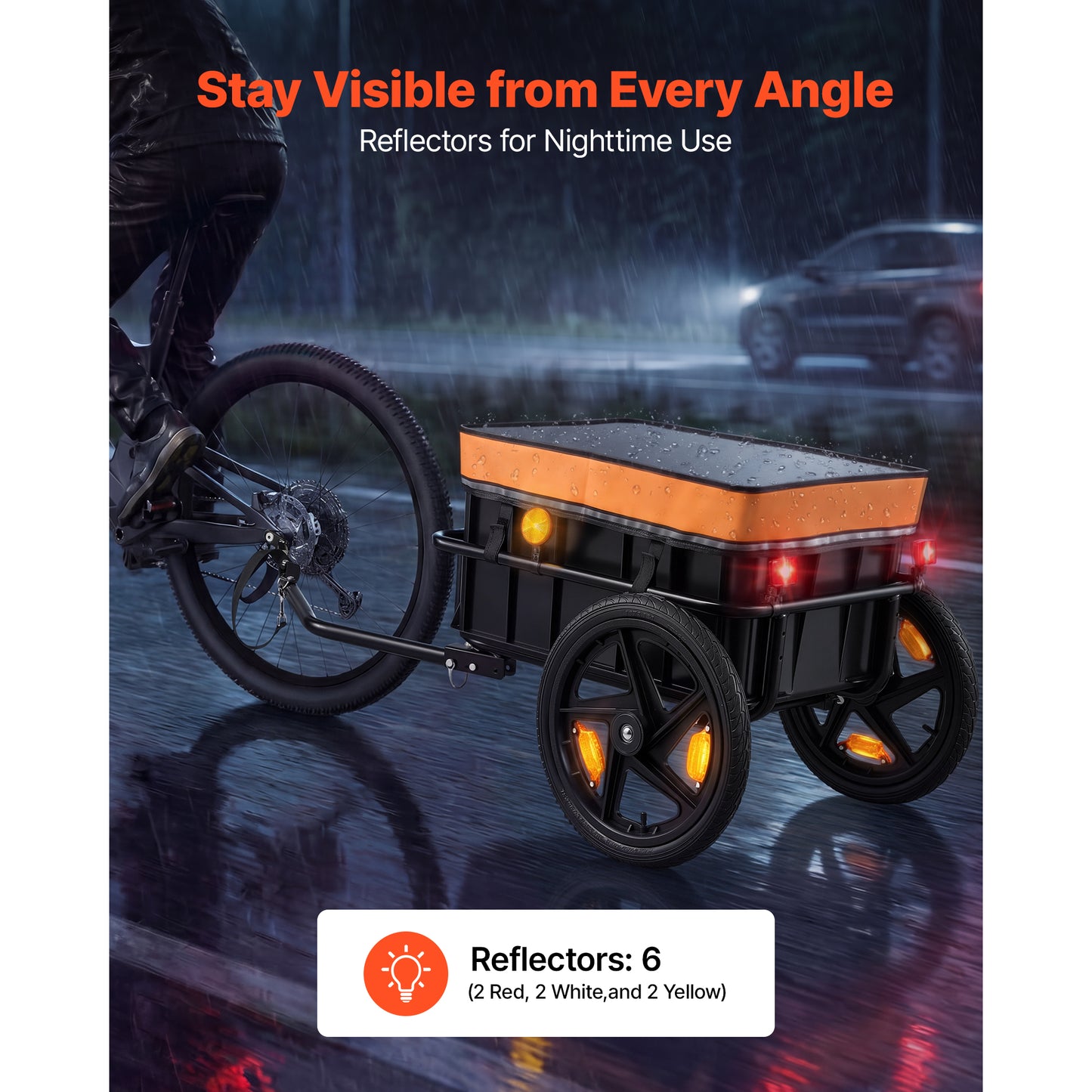 Heavy-Duty Bicycle Cargo Trailer 100Lbs with Waterproof Cover & Reflectors