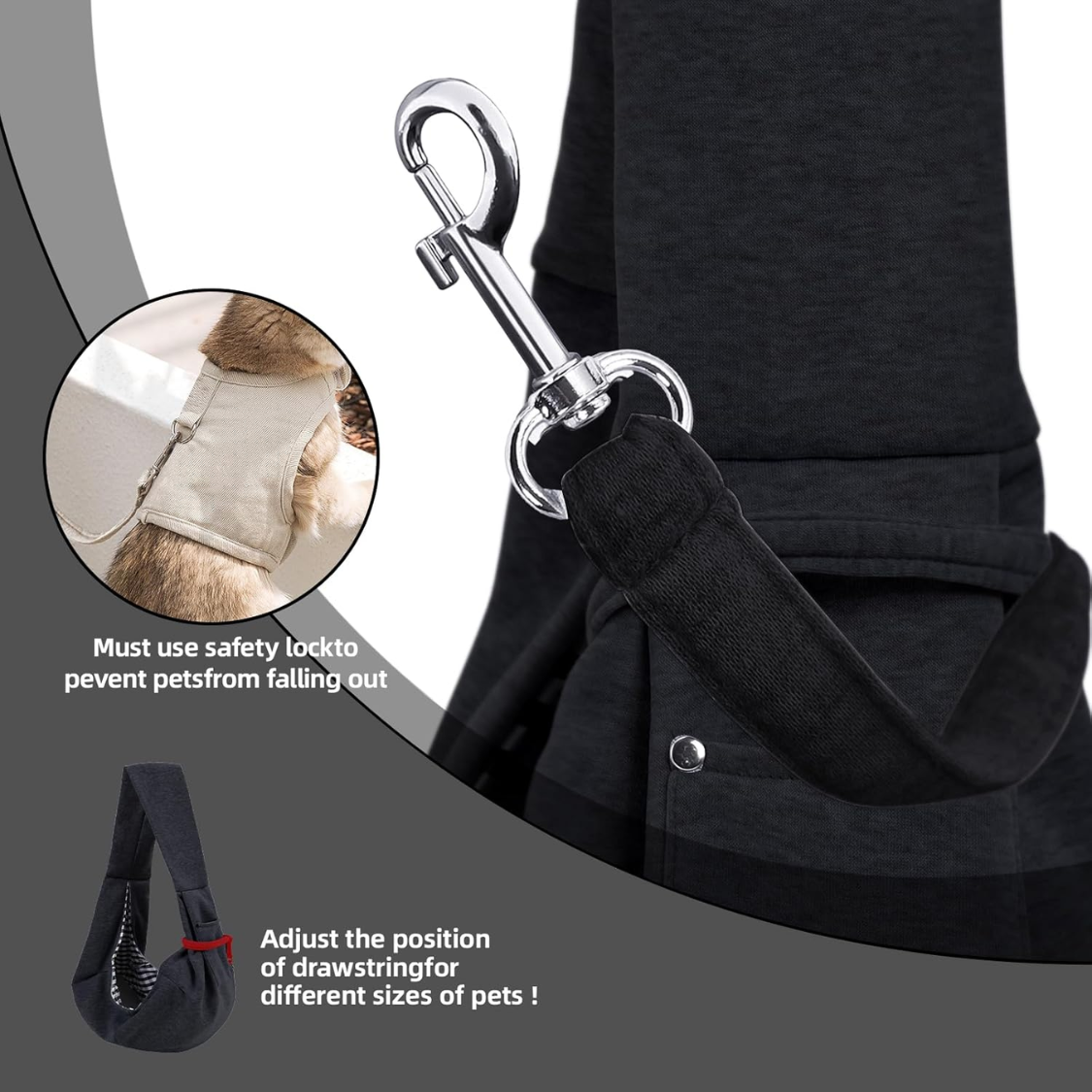 Reversible Dog Carrier Sling with Storage Pocket for Small Pets