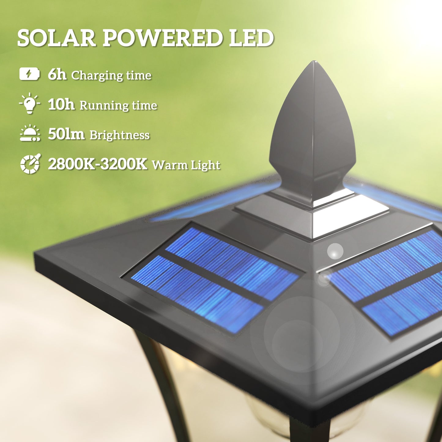 63" Waterproof Solar Lamp Post Lights with Planter - 2 Pack, Black