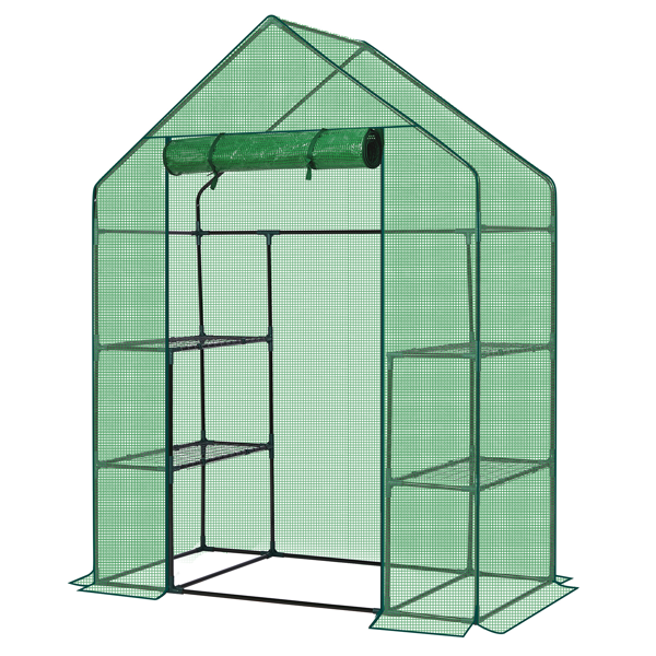 Walk-In Greenhouse with PE Cover & 4 Shelves - Indoor Outdoor Plant Garden