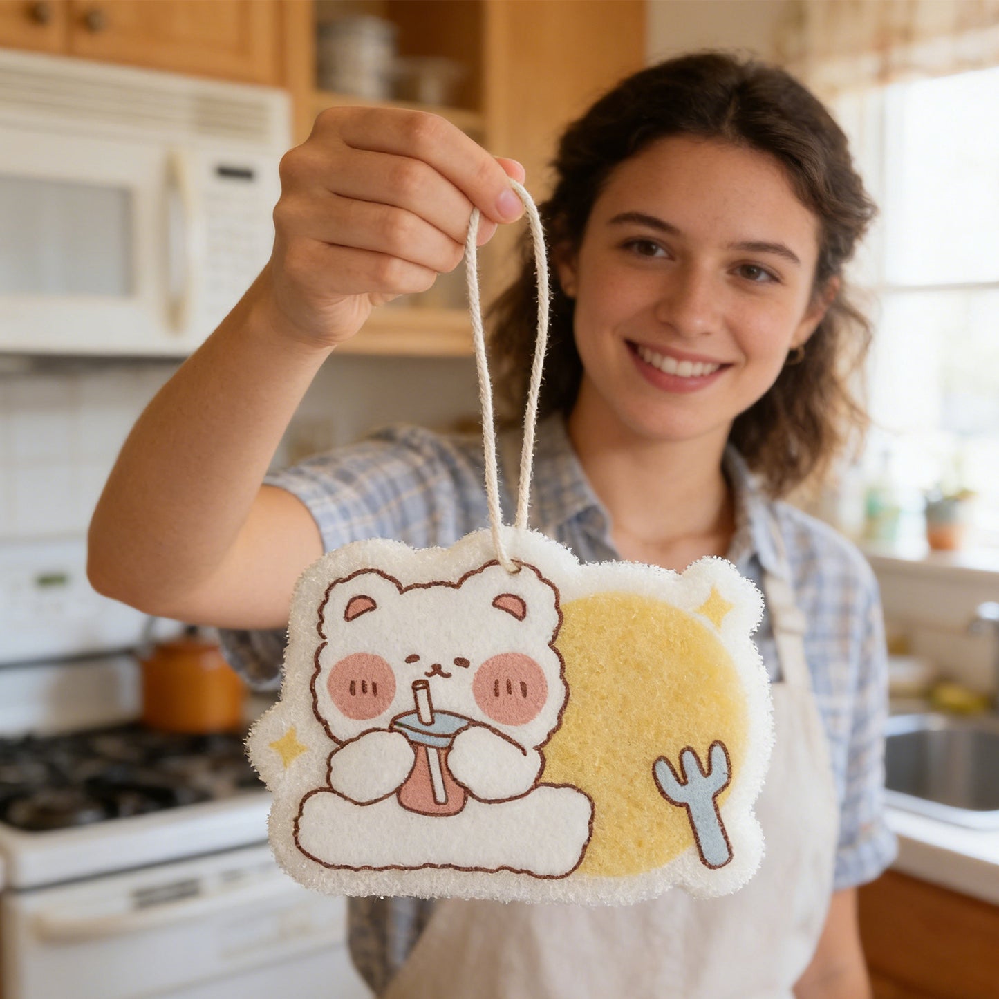 Cute Bear Dishwashing Sponge - Fun Kitchen Cleaning Tool