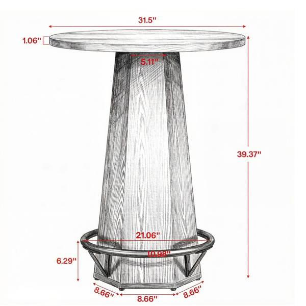 31.5" Round Bar Table with Unique Hexagonal Base