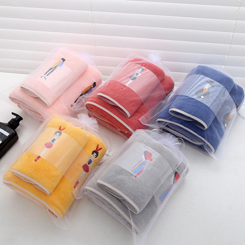 Bath Towel Gift Set - Coral Velvet Large & Hand Towels for Bathroom