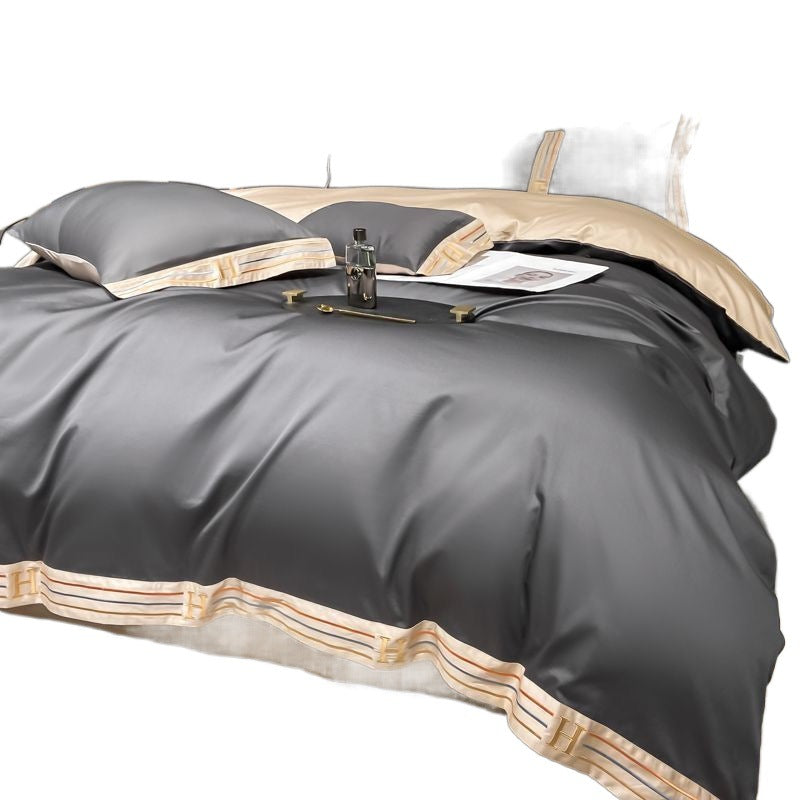 Long Velvet Cotton Bedding Set - Four-Piece Quilt Cover & Sheets