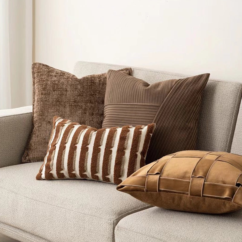 Mid-Century Modern Throw Pillow - Brown and Coffee Decorative Cushion