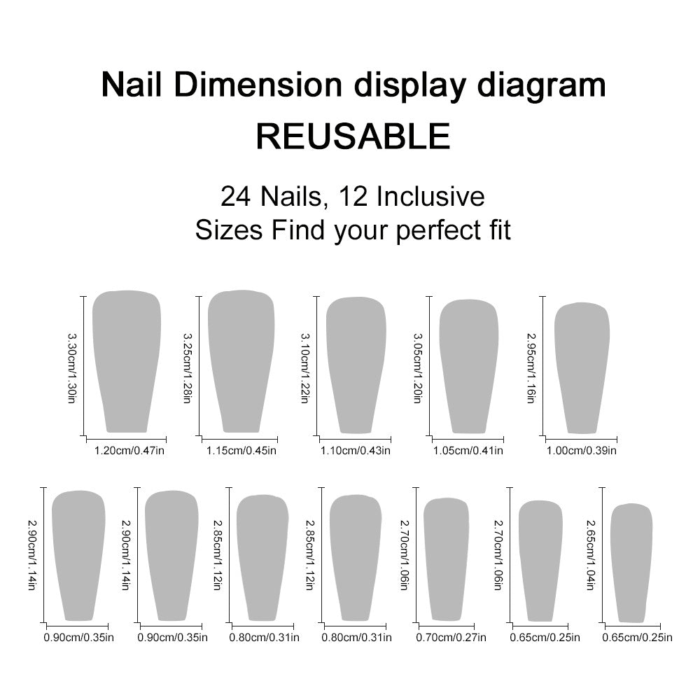Removable Nail Tips with Flower and Skull Design - Long Ballet Style