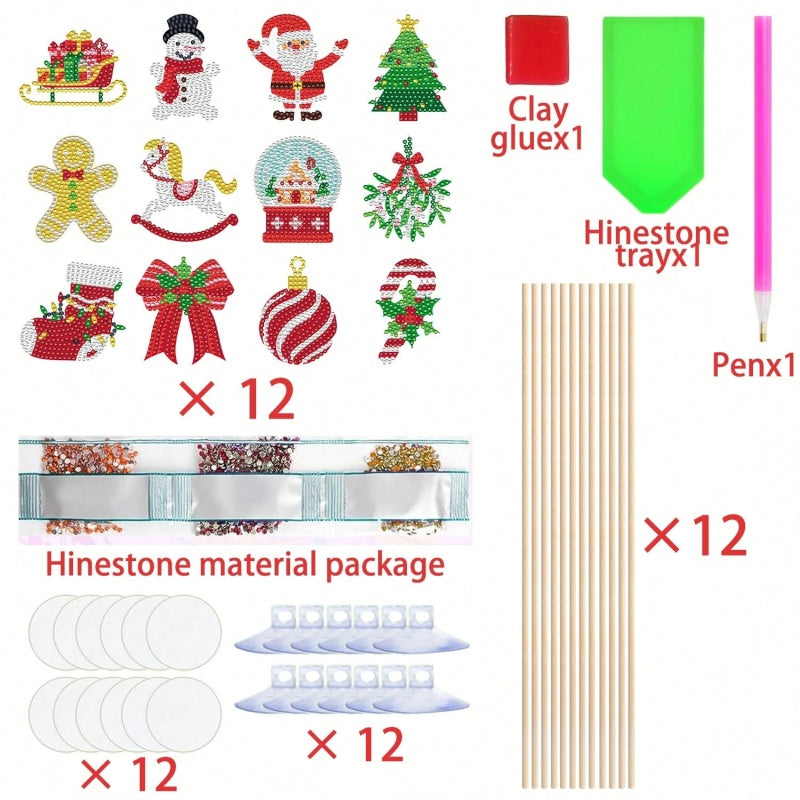Christmas Diamond Art Kits - 12 Sets for Holiday Garden Decor