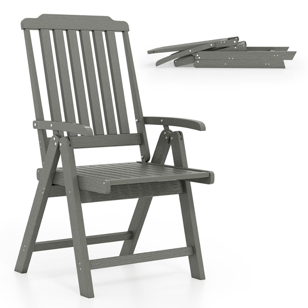 Foldable Patio Chair All-Weather HDPE Outdoor Dining With Armrest For