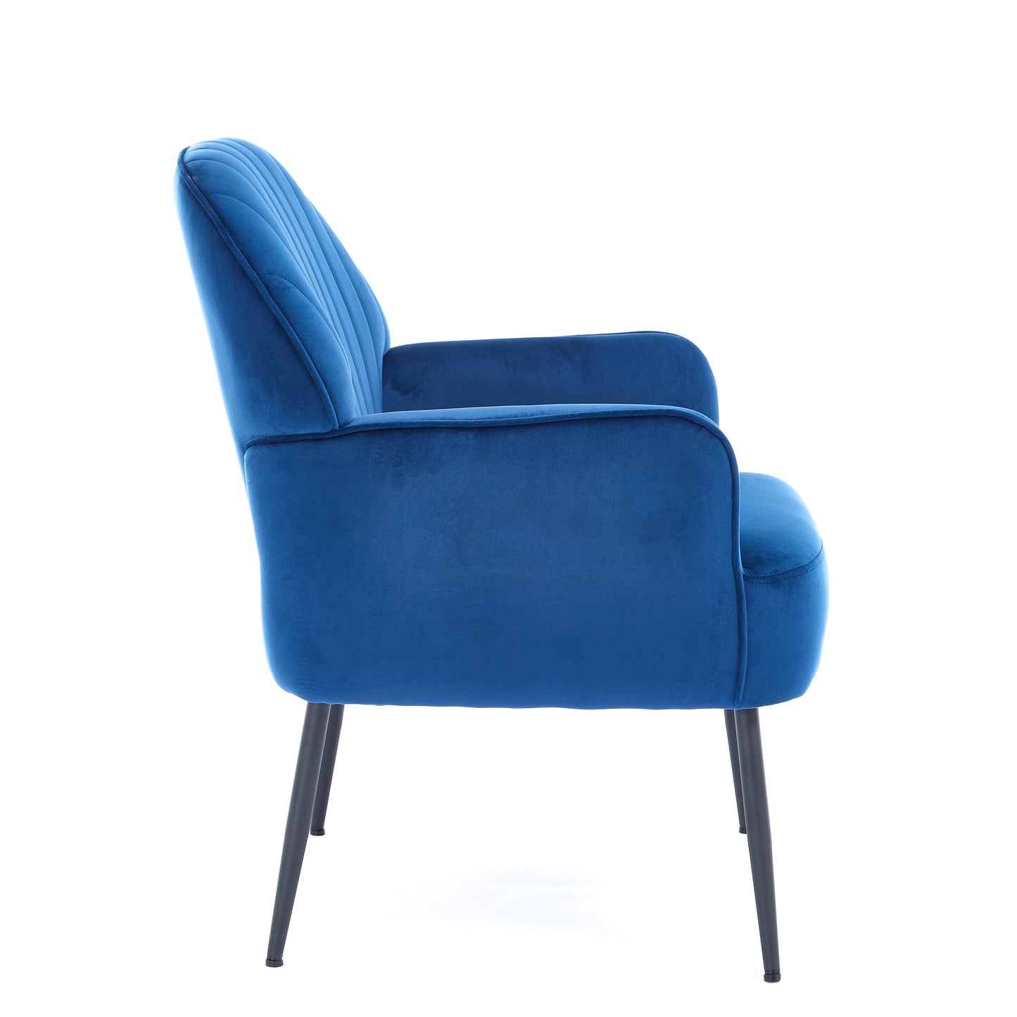 Modern Velvet Accent Chair - Comfy Barrel Armchair in Blue