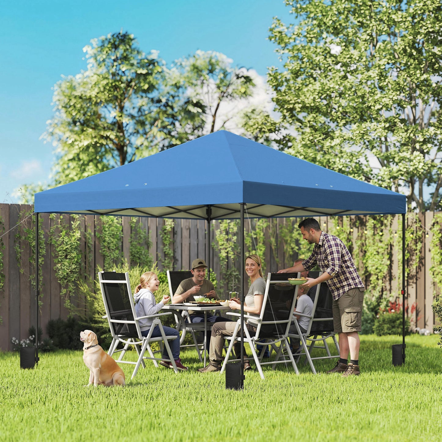 10x10 ft Portable Pop Up Canopy Tent with Roller Bag - Dark Blue