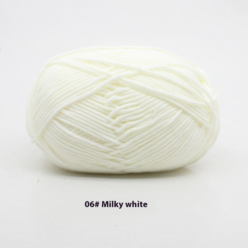 Four-Strand Milk Cotton Crochet Yarn Balls for Craft Projects - Multiple Colors