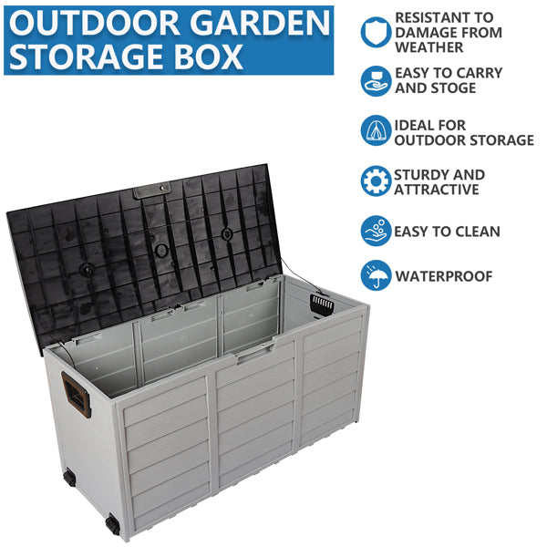 75 Gallon Weatherproof Plastic Patio Storage Box with Lockable Lid
