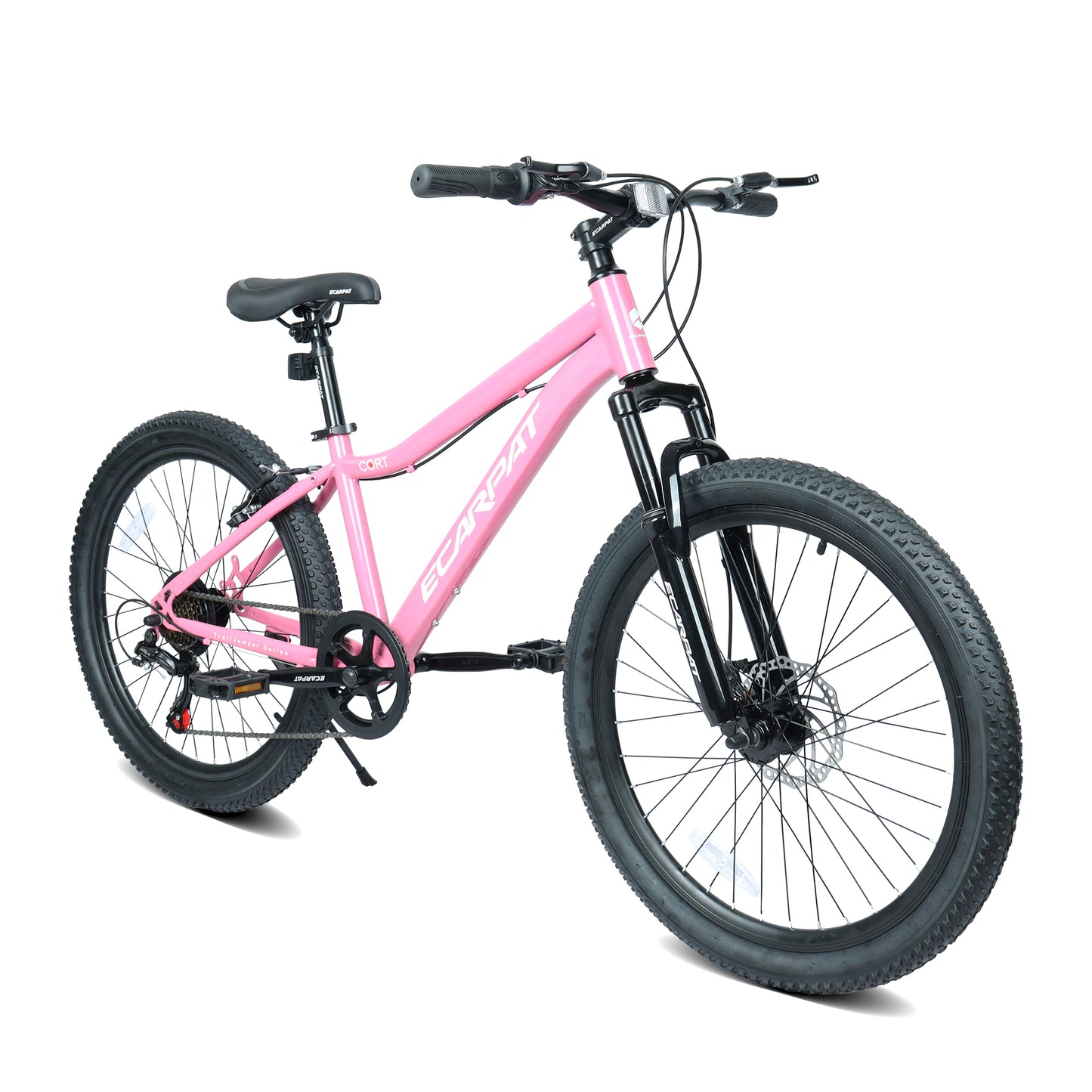 24-Inch Youth Mountain Bike with 7 Speeds & Front Suspension - Pink