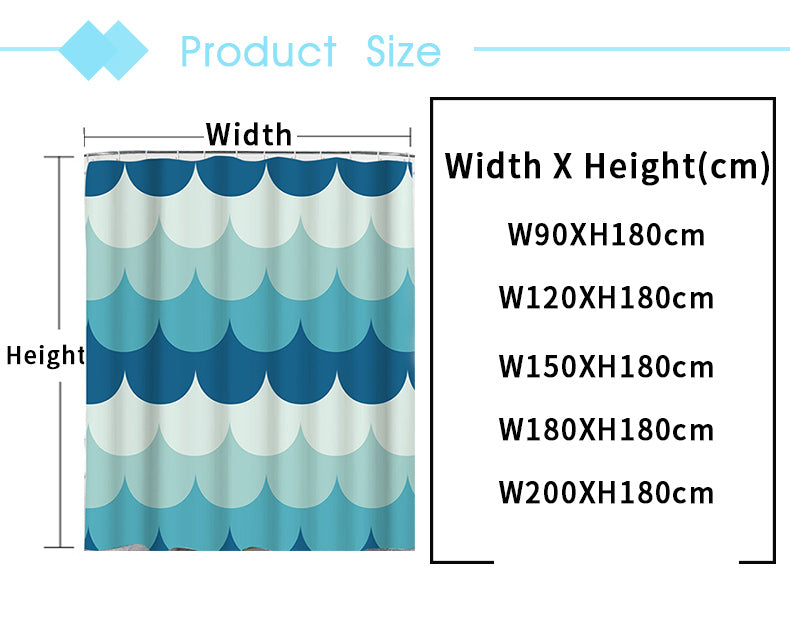 Geometric Digital Print Shower Curtain Modern Bathroom Decor