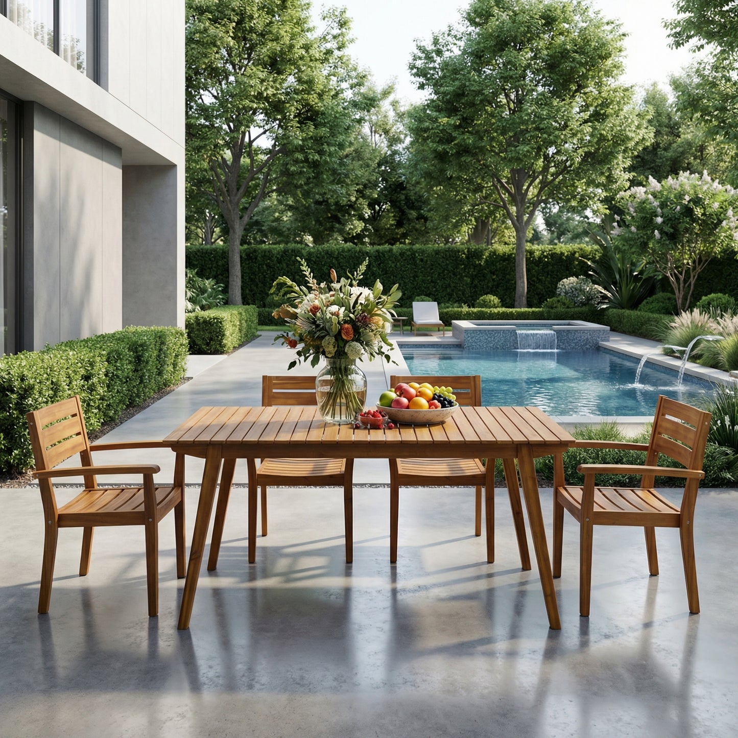 Outdoor 69" Solid Wood Dining Table - Teak Acacia