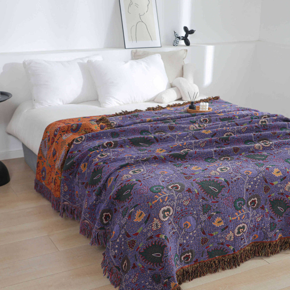 Washed Jacquard Cotton Nap Blanket - Multiple Sizes & Patterns