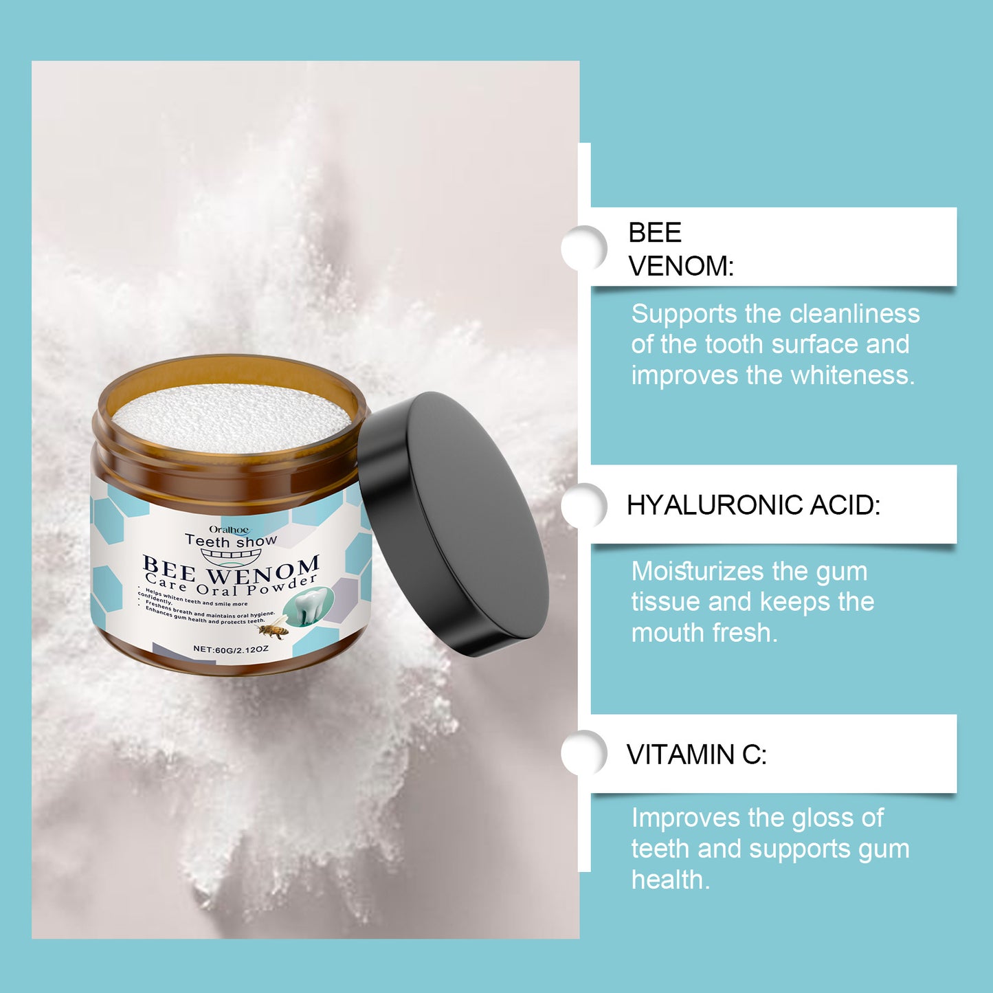 Oral Care Tooth Powder for and Fresh Breath - 60g