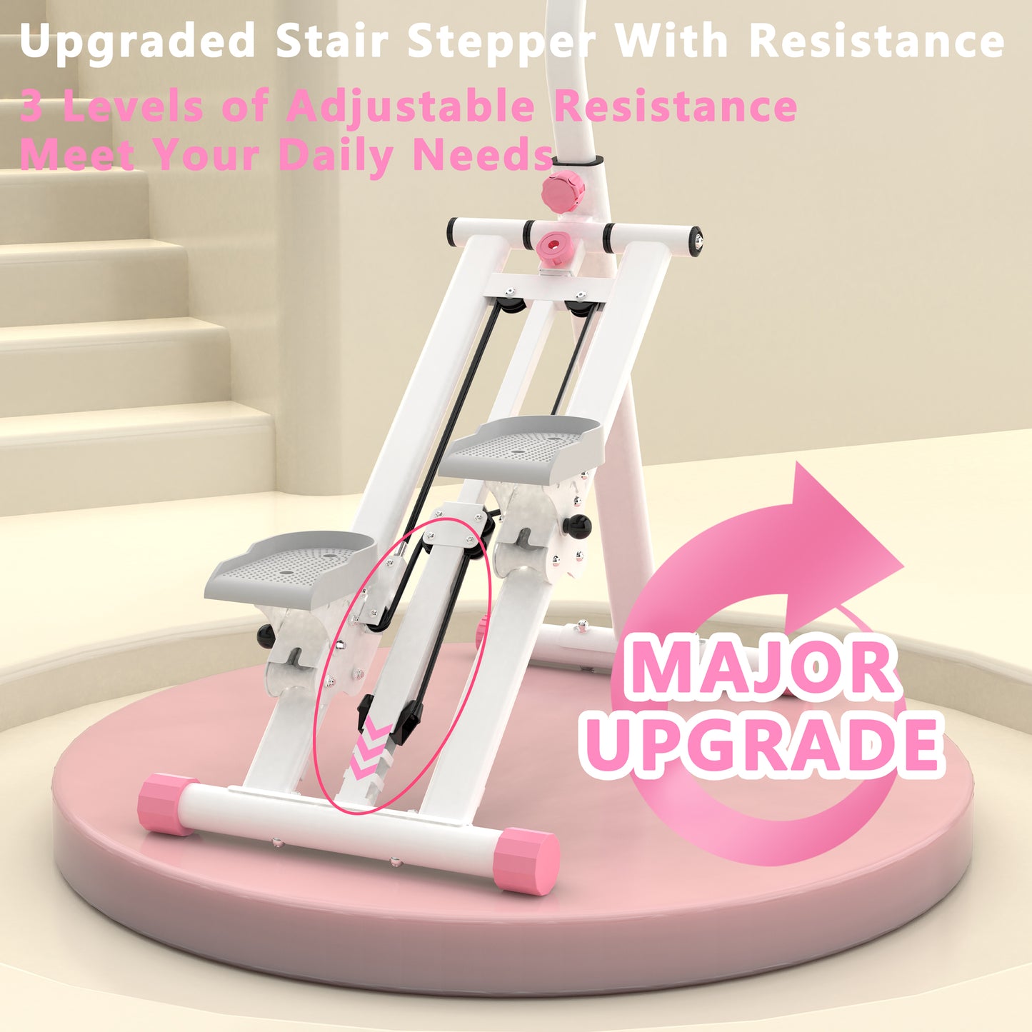 Stair Stepper with Resistance - Full-Body Vertical Climber - Pink
