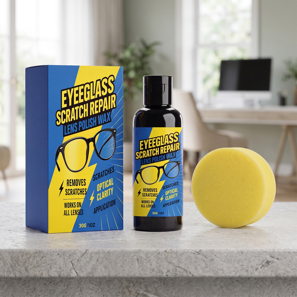 Eyeglass Scratch Care Cream - Clear Vision & Lens Protection, 30g with Sponge