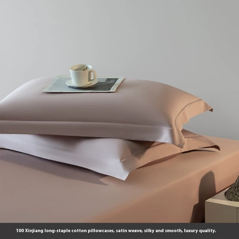 Solid Color Cotton Pillowcase Set - 48x74cm Long-Staple Home Bedding