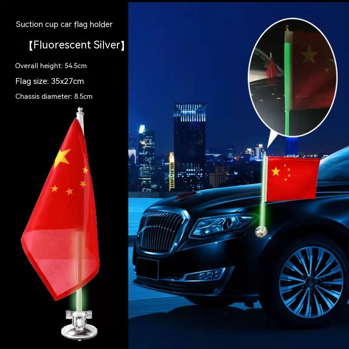 Telescopic Vehicle Flagpole Mount for Cars Trucks & RVs - Stainless Steel, 45cm