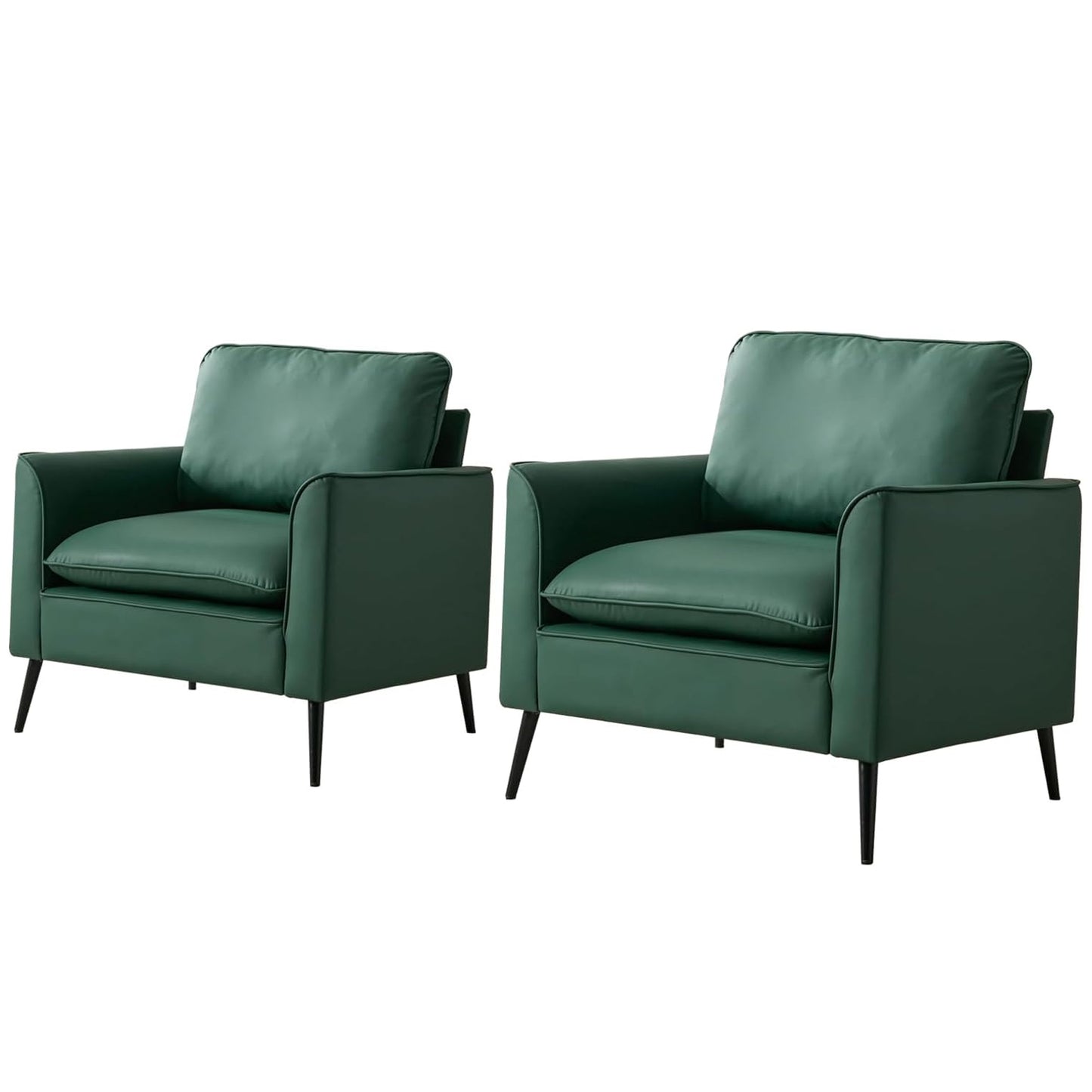 Green Cat Paw Leather Upholstered Sofa - 2PC Nordic Retro Design