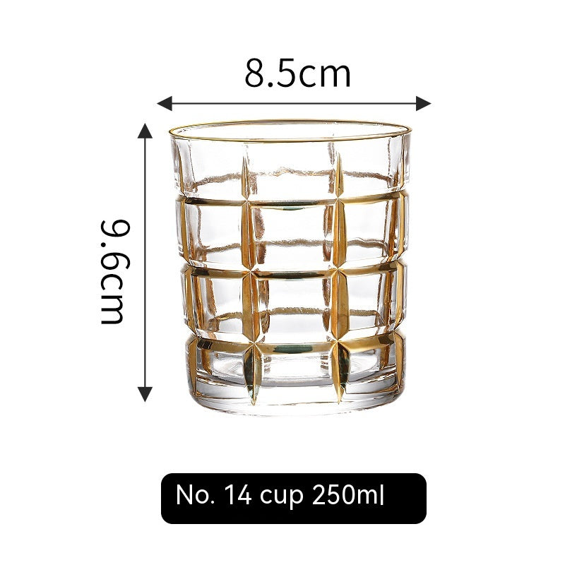 Gold Line Wine Glass Set - Whiskey & Cocktail Drinking Cups for Home Bar
