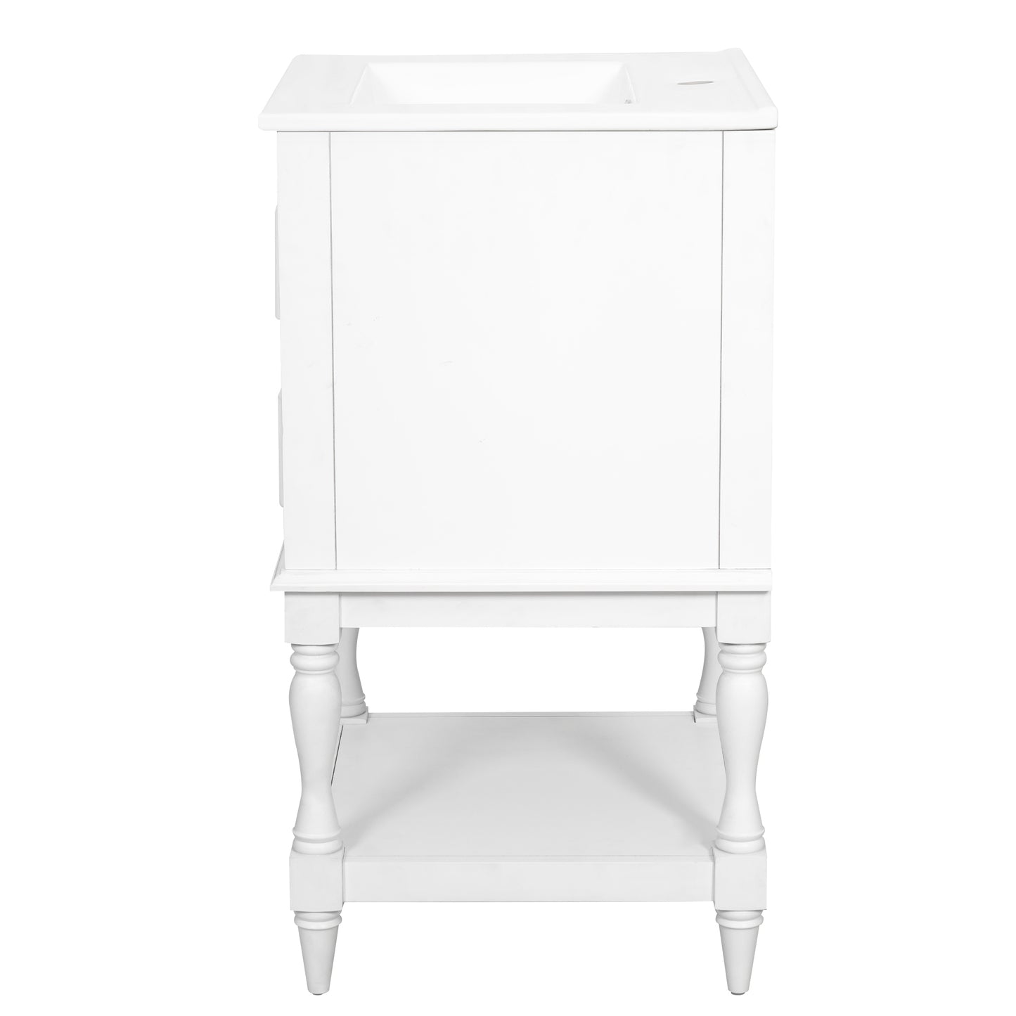 20'' White Bathroom Vanity with Ceramic Sink & Storage Cabinet