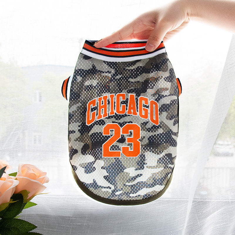 Large Mesh Basketball Dog Vest - Summer Pet Clothes for Active Dogs