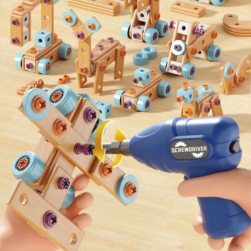 126-Piece Wooden Building & Tool Set for Kids - STEM Educational Toys