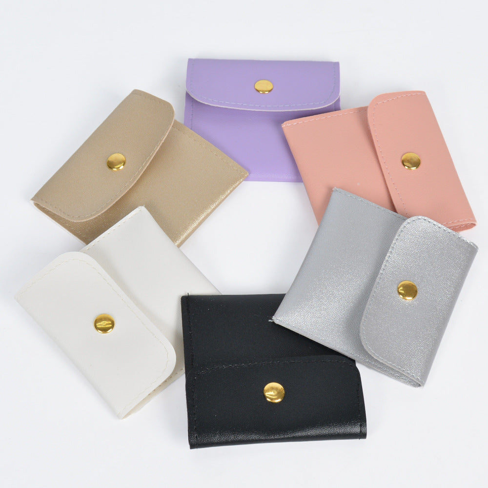 Leather Jewelry Storage Bag Flip Button Case for Accessories