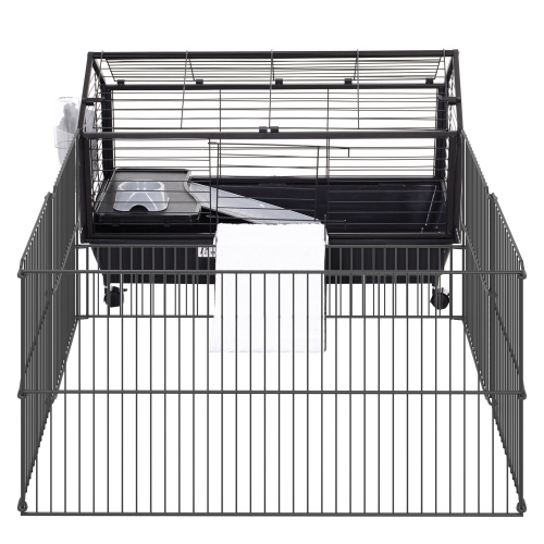 Small Animal Playpen Cage with Rolling Casters and Water Bottle - 35 Inch