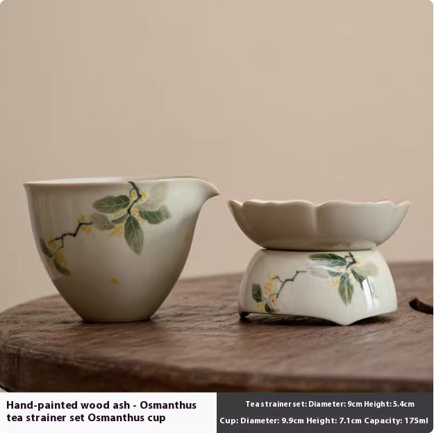Hand-Painted Osmanthus Tea Strainer Set Ceramic Tea Accessories - Multiple Styles