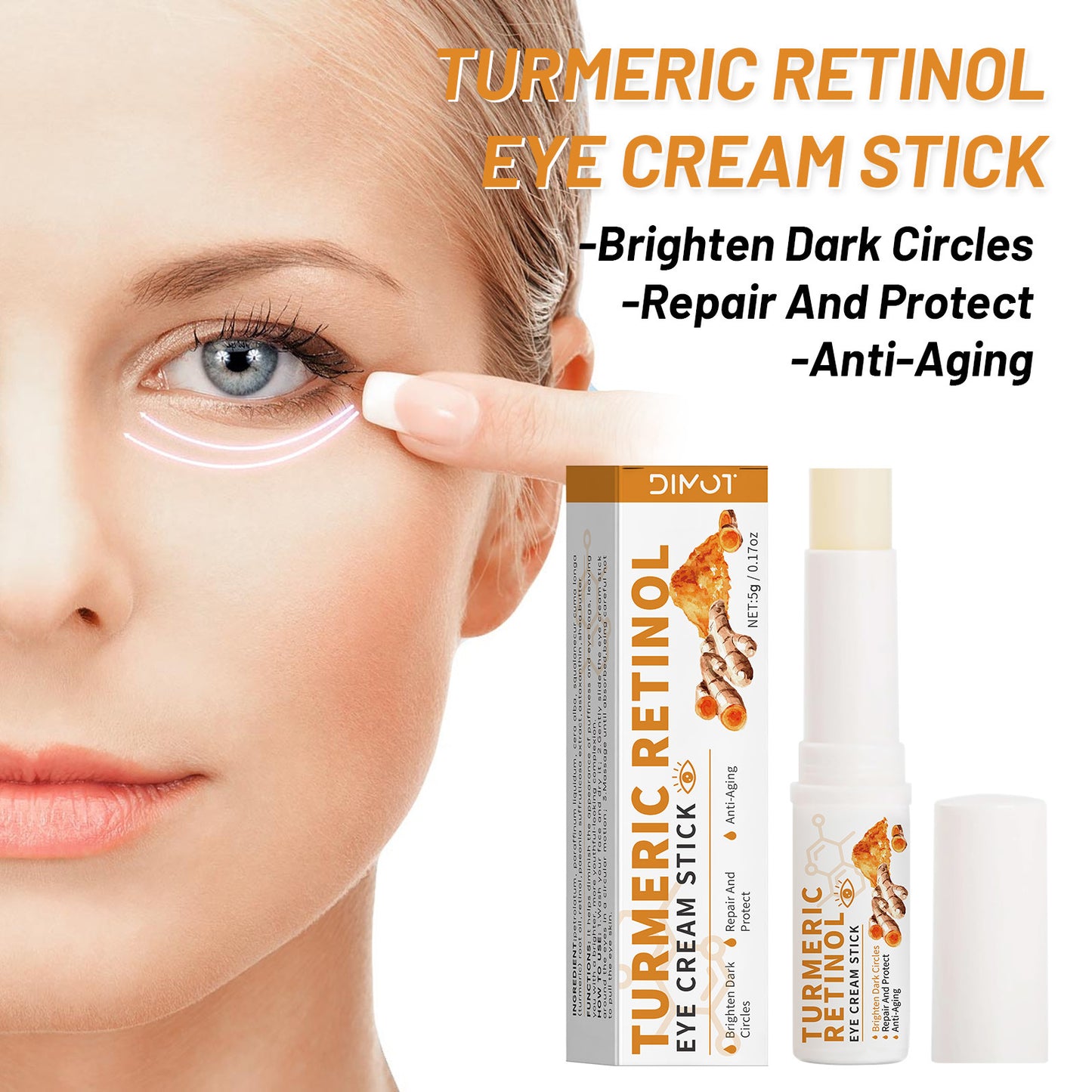 Fade Dark Circles Turmeric Eye Cream Stick 5g - Brightening & Hydrating