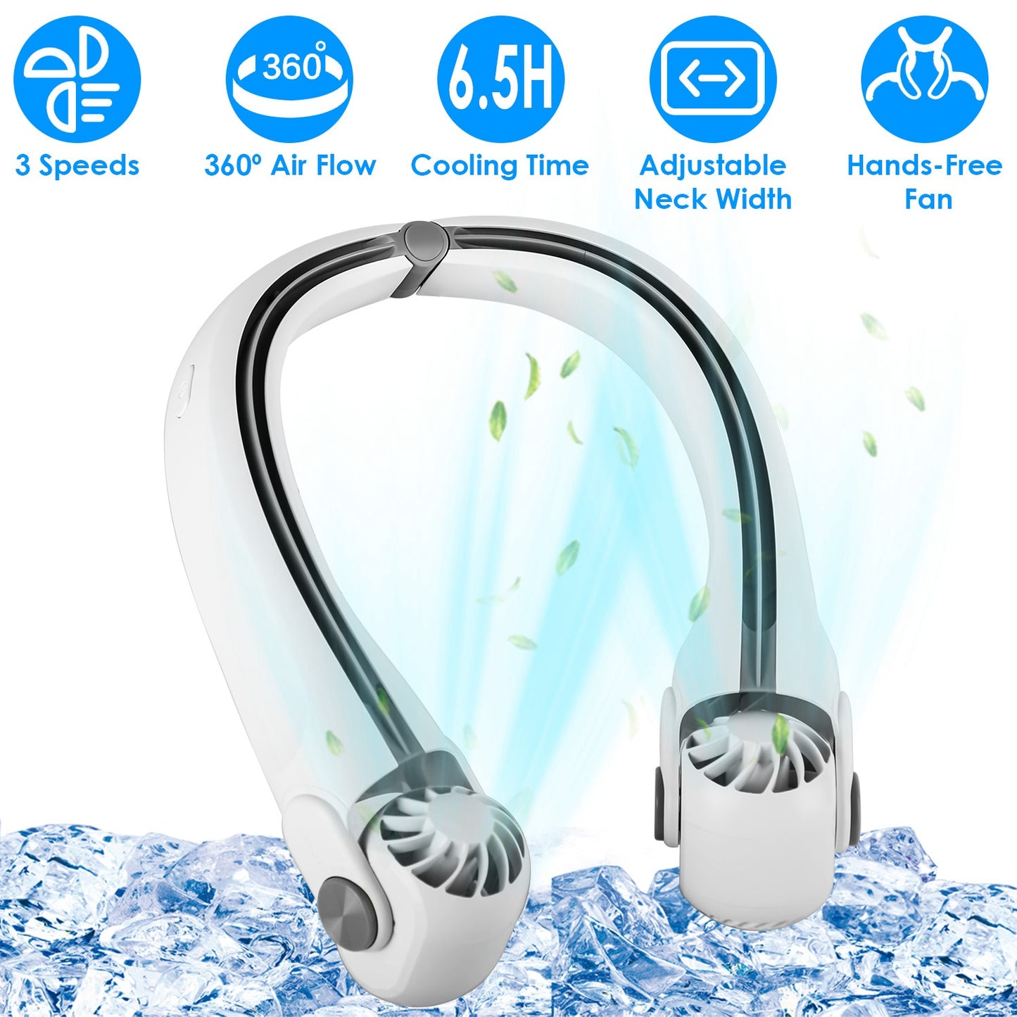 Portable Neck Hanging Fan - Hands-Free Cooling with 3 Speeds
