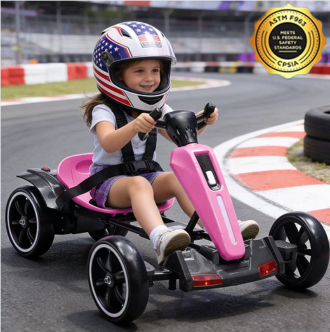 12V Kids Electric Pedal Go Kart with Adjustable Seat & EVA Wheels