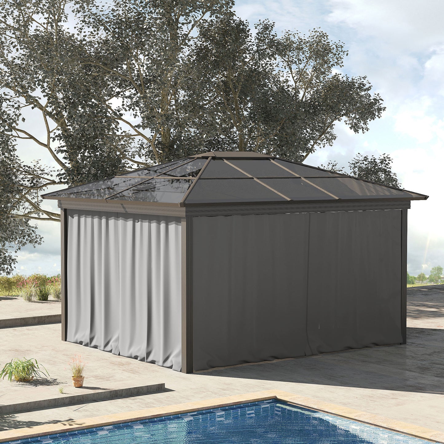 Gazebo Sidewall Set with Hooks & C-Rings - Light Gray