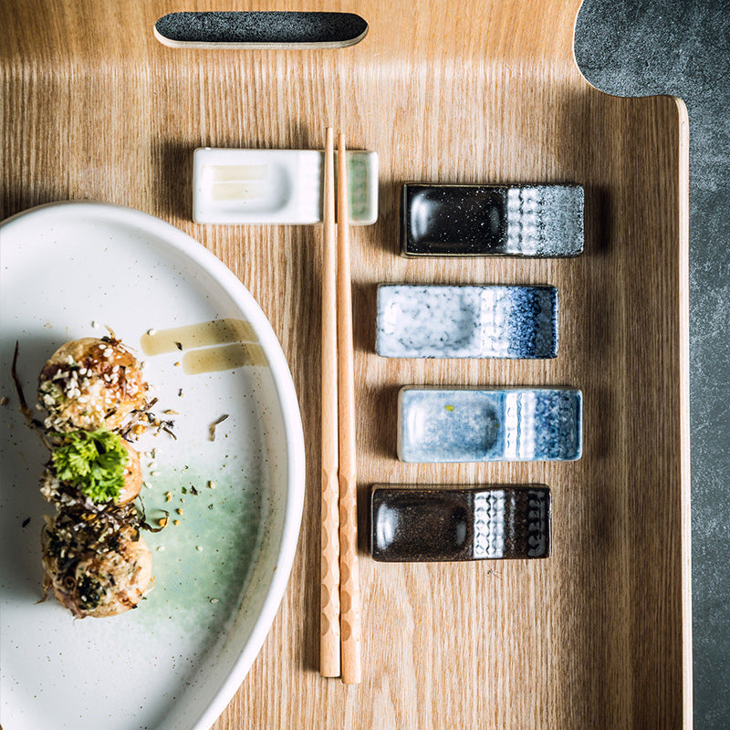 Ceramic Dual-Use Chopstick Rest with Spoon Holder - Porcelain Kitchen Accessory