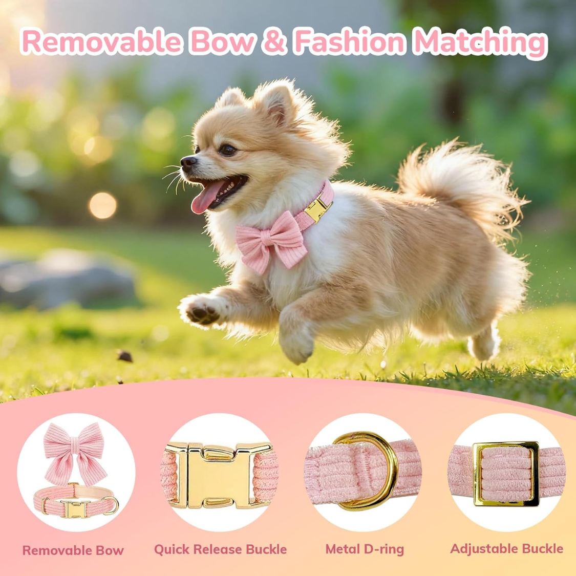 Small Dog Collar Harness and Leash Set Breathable Cotton Adjustable No Pull