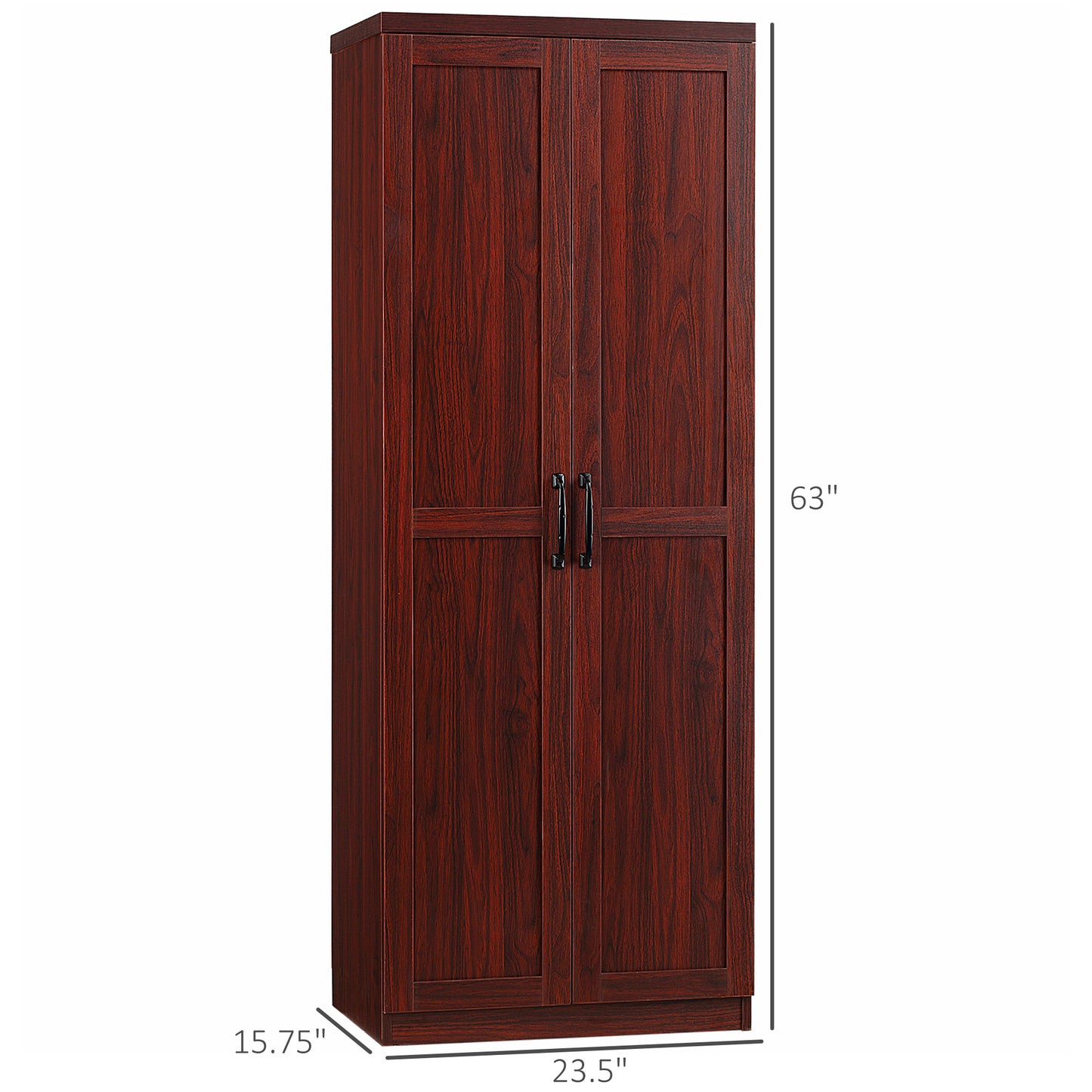 63" Freestanding Kitchen Pantry Cabinet with 5-Tier Shelving - Espresso
