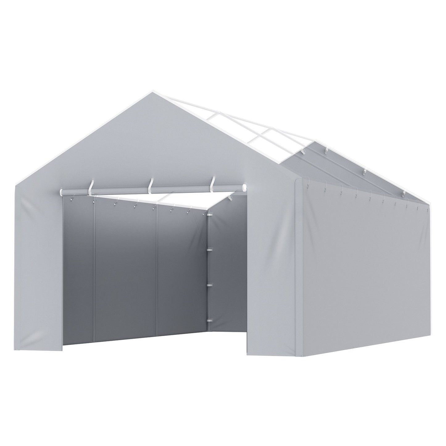 12x20 Ft Waterproof UV-Resistant Side Canopy Wall for Garage Shelter - Grey