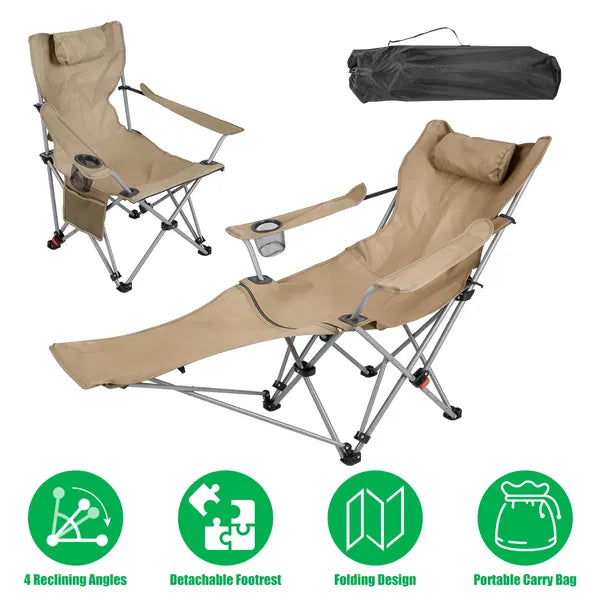 Adjustable Outdoor Reclining Camping Lounge Chair - Heavy Duty