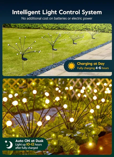 Solar Garden Lights - 48 LED Firefly Outdoor Lighting, Waterproof