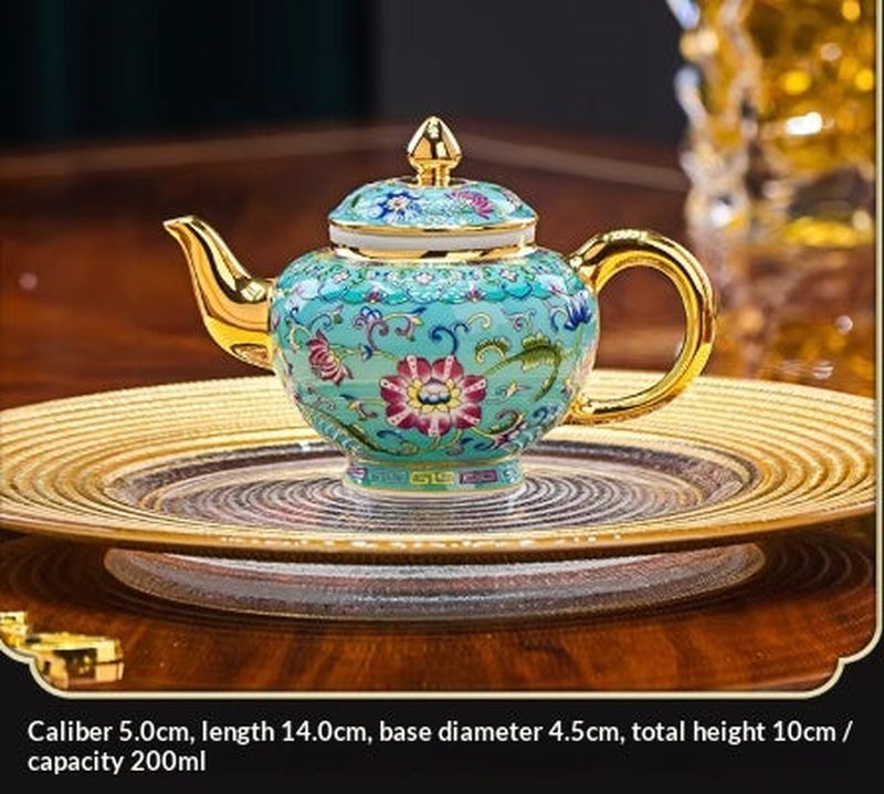 Ceramic Gongfu Tea Pot Set 200ml Light Luxury Retro Handle Tea Brewer